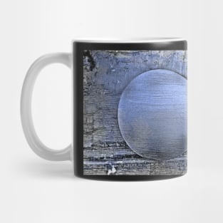 Round Textured "Wooden" Composition In Blue. Blue Dots Pattern. Mug